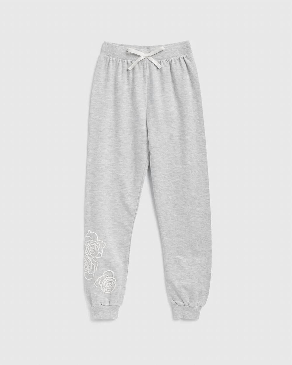 NEW SPLENDID girls rose embroidered jogger in grey